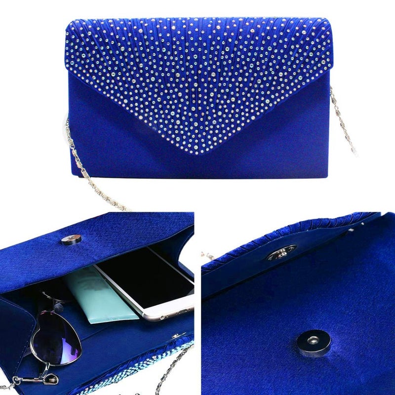 Groupcow New Ladies Evening Handbags Bridal Wedding Bag Handbag (Royal Blue) - Image 5